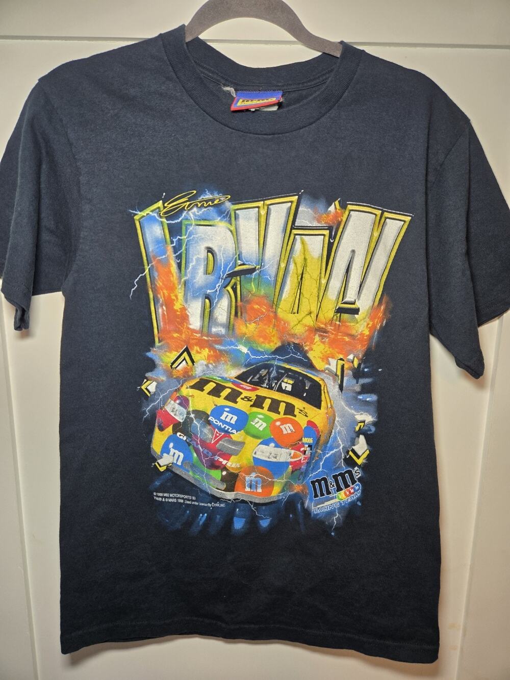VTG XS 1999 NASCAR ERNIE IRVAN T-shirt M&M’s Racing Black Planet Mars Racing